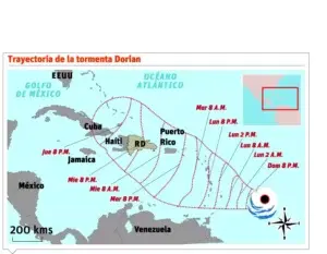 Tormenta Dorian tocaría el país la mañana del jueves