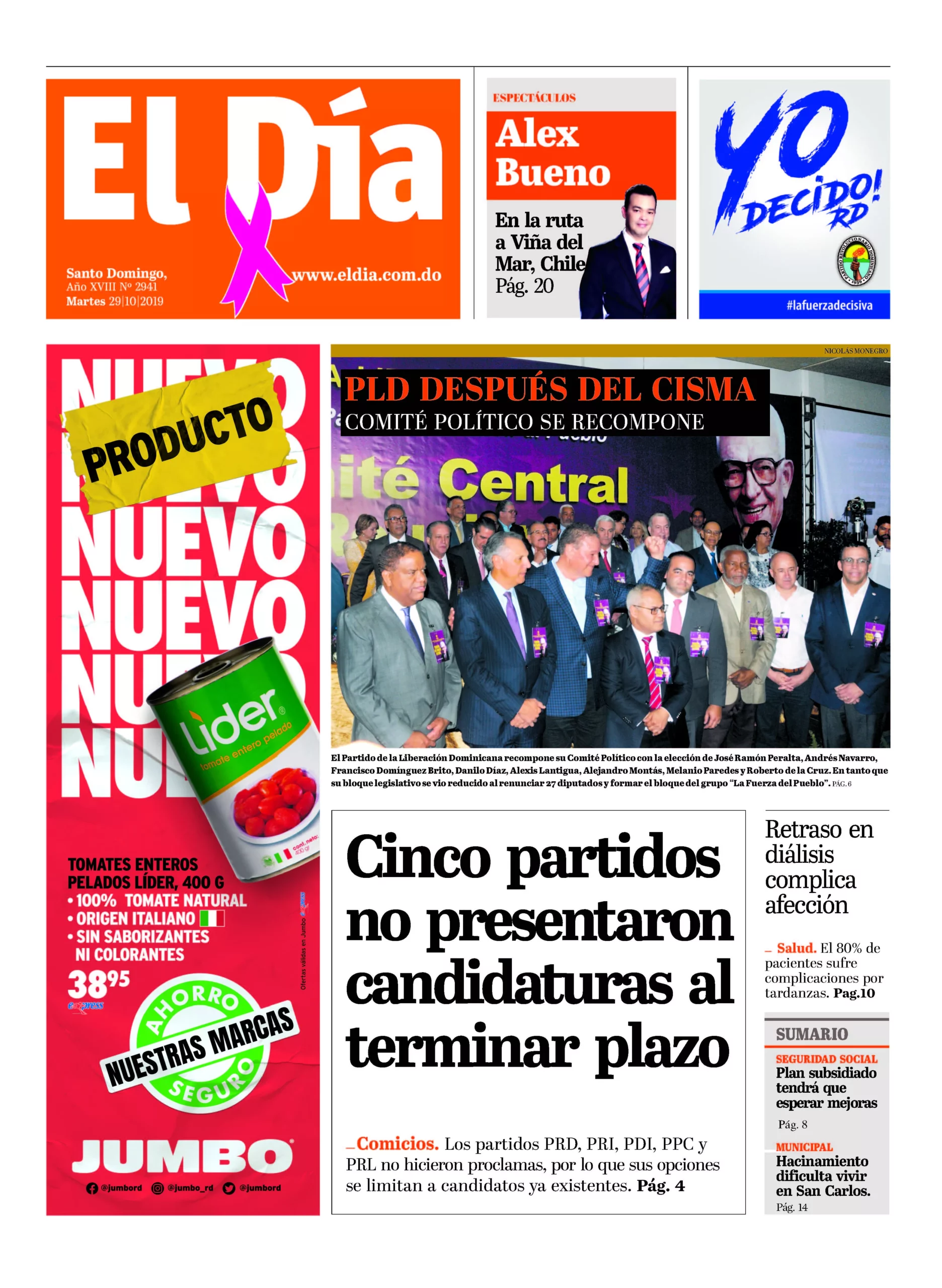 Portada impresa 29-10-2019