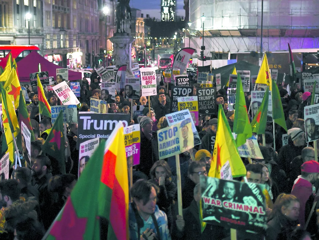 Una protesta en Londres contra OTAN y Trump