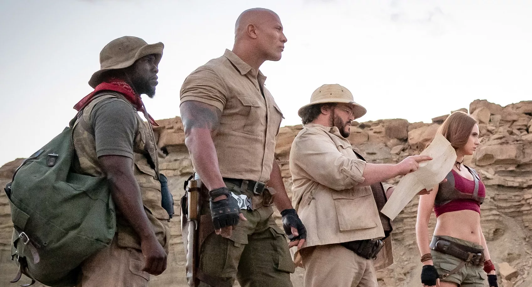 Kevin Hart, Dwayne Johnson, Jack Black and Karen Gillan
