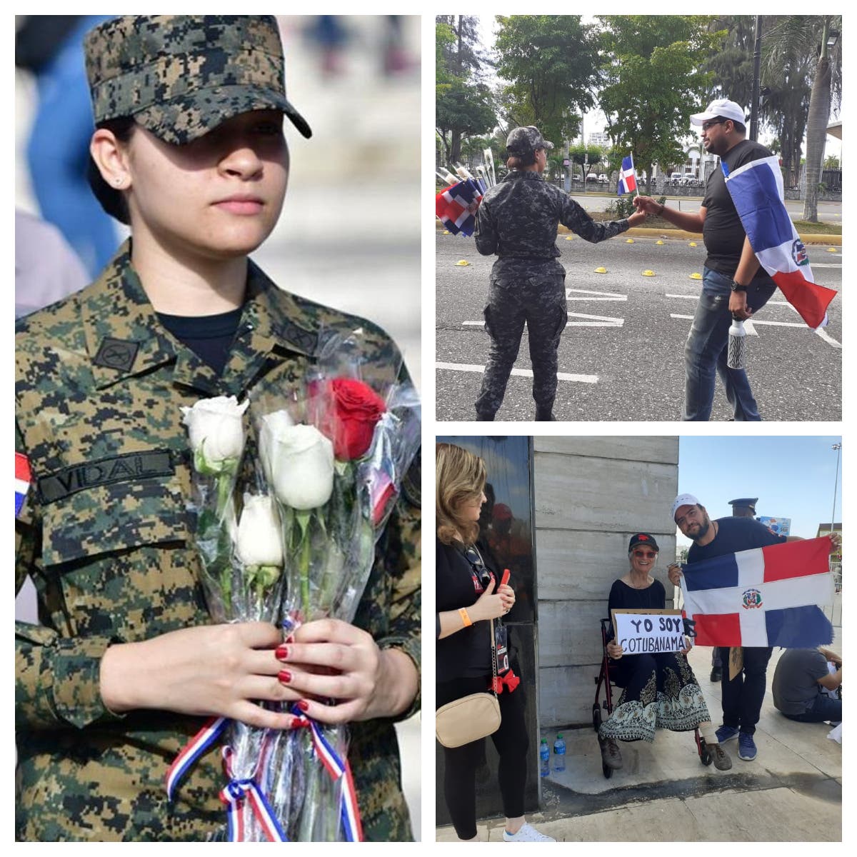 Manifestantes valoran gesto de policías y militares de regalar flores y banderas
