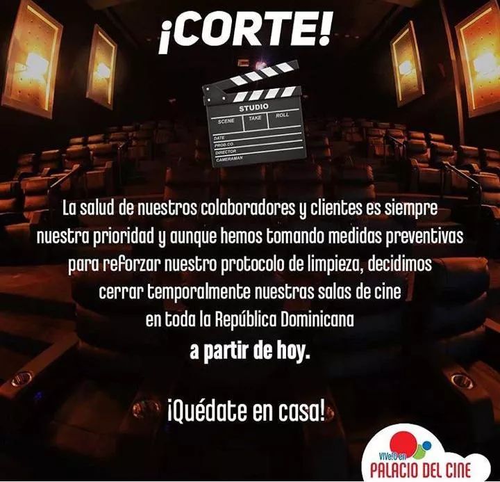 Palacio del Cine y Caribbean Cinemas cierran todas las salas de cine del país