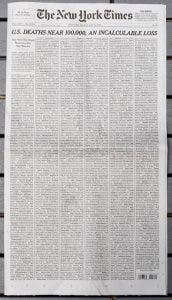 El New York Times llena su portada con 1.000 obituarios de fallecidos por el COVID-19