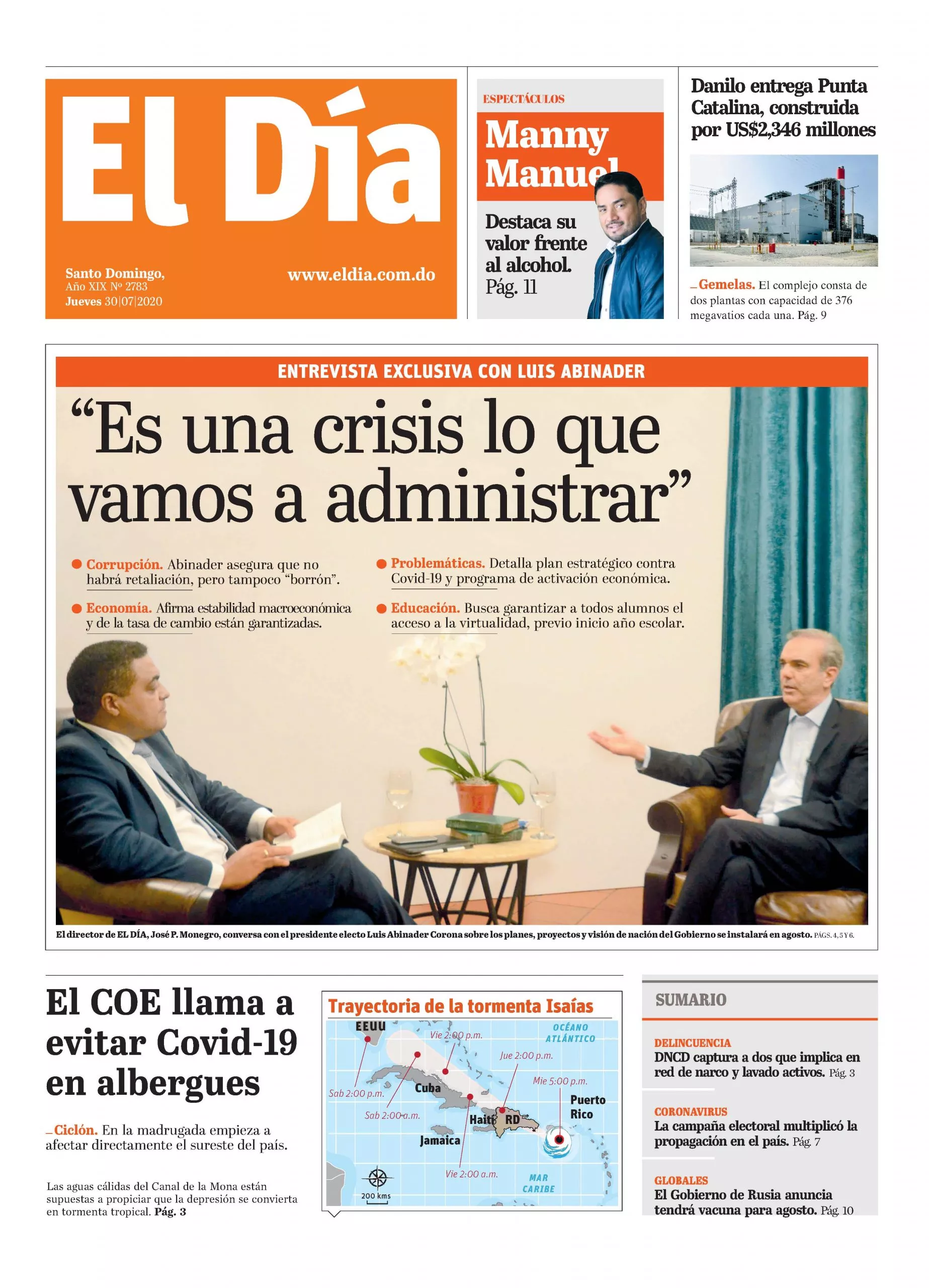 Portada impresa 30-7-2020