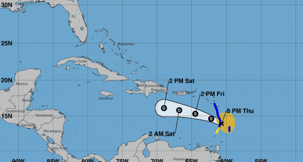 Vigilancia de tormenta tropical para Antillas Menores por depresión tropical