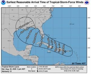 Tormenta Laura tocaría territorio dominicano esta noche por isla Saona, según Meteorología