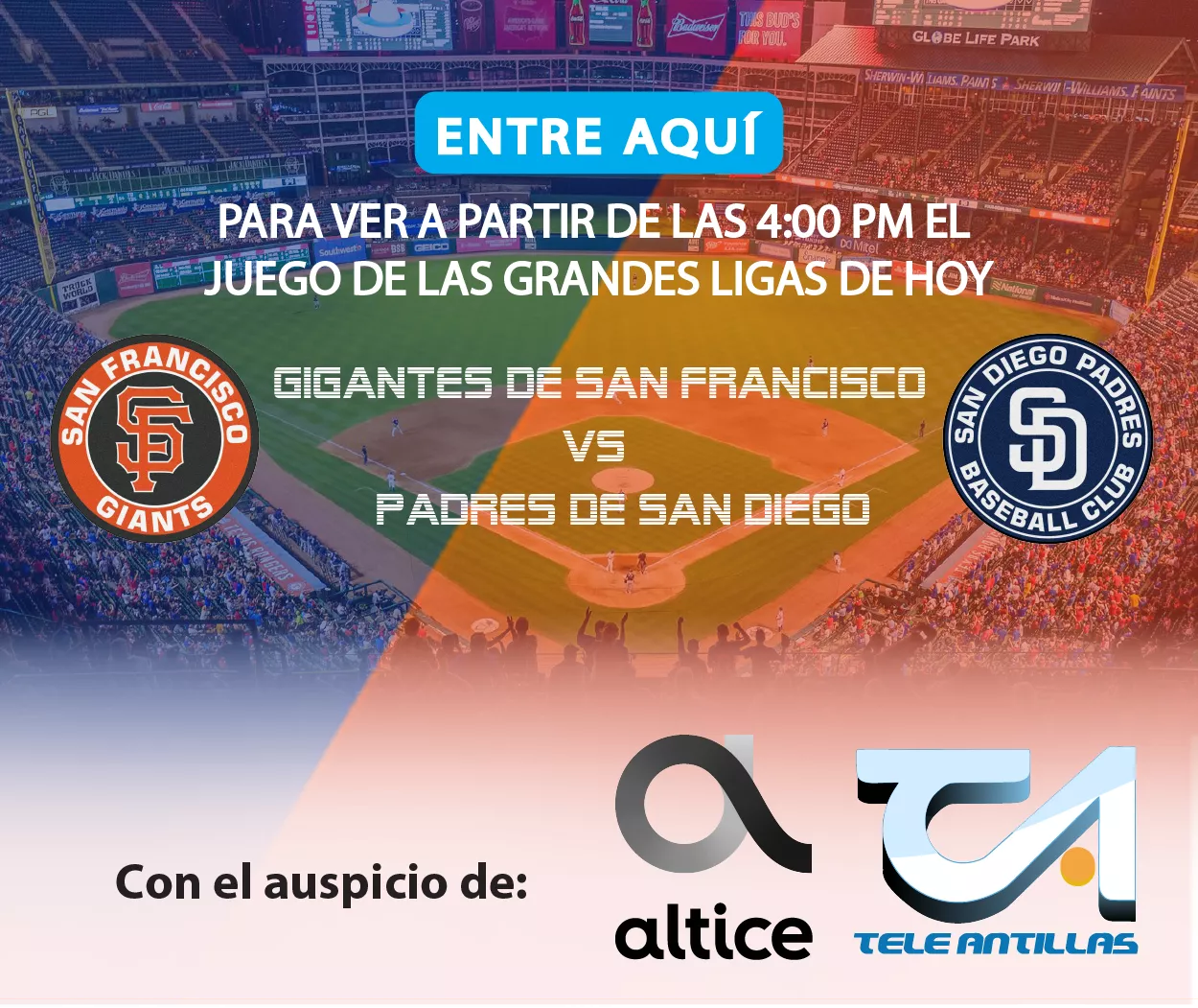 En vivo:  Juego entre Gigantes de San Francisco y Padres de San Diego