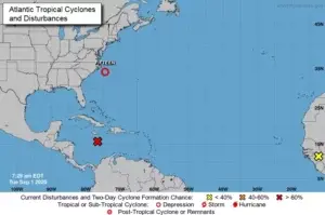 Quince se aleja de Estados Unidos y una onda avanza por el Caribe hacia Centroamérica 