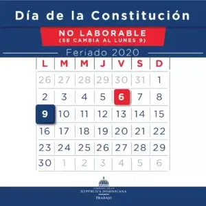 Ministerio de Trabajo reitera feriado “Día de la Constitución” se cambia para el lunes nueve