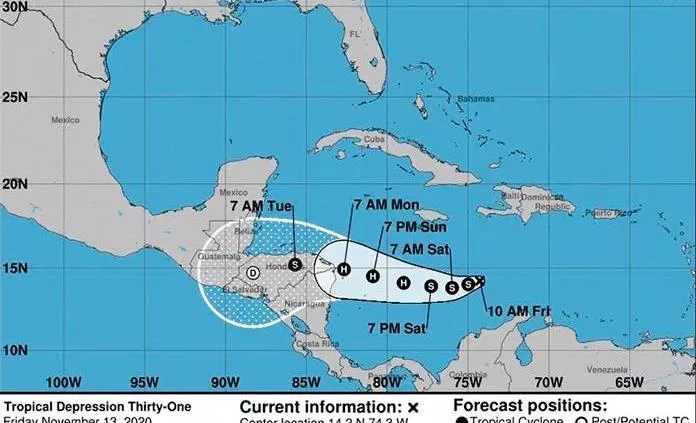 Se forma en el Caribe la depresión tropical 31 que amenaza a Centroamérica