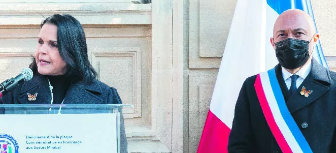 Minou Tavárez Mirabal y Arnaud Ngatcha, adjunto de la Alcadía de París.