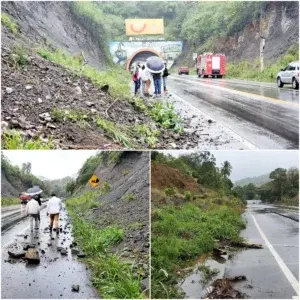 Intensas lluvias causan derrumbes en carretera Puerto Plata-Navarrete