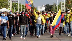 Marcha en la ciudad española de Barcelona contra la represión en Colombia