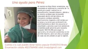 Enfermera venezolana solicita ayuda para procedimiento médico