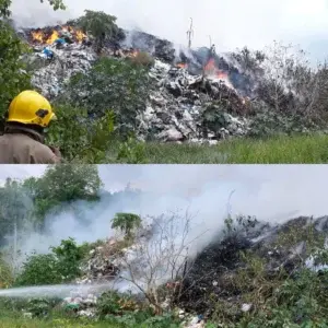 Incendio en un vertedero municipal de Puerto Plata lleva tres días