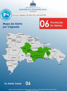 COE declara alerta verde para seis provincias por vaguada