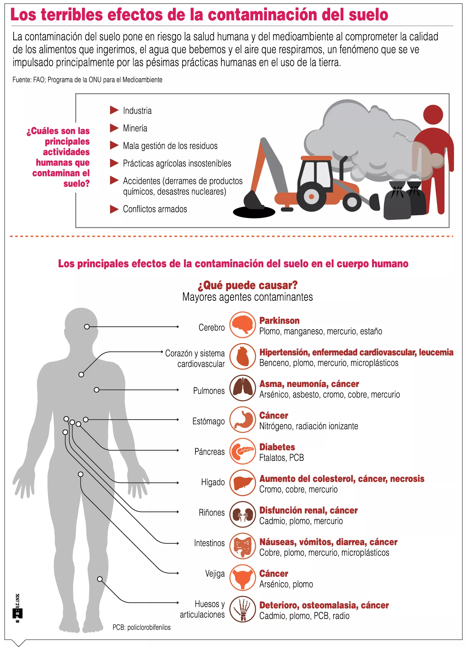 Contaminación del suelo daña salud y el  ambiente