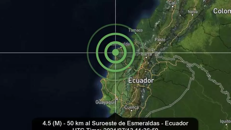 Sismo de magnitud 4,21 frente a las costas de Ecuador