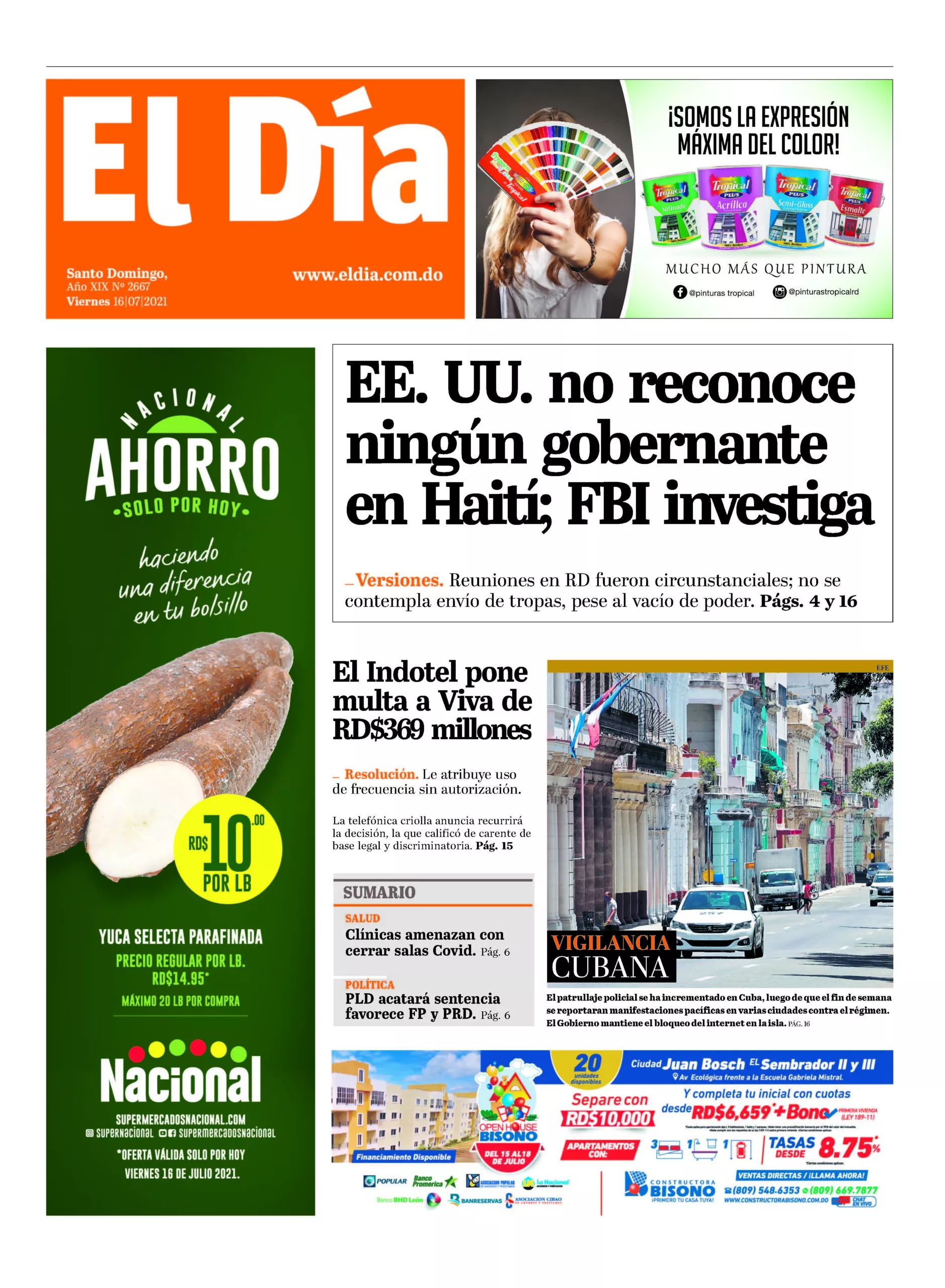 Portada impresa 16-7-2021