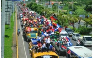 Caravanas sandinistas celebran aniversario 42 de la revolución de Nicaragua