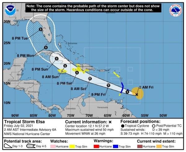 El huracán Elsa se aleja de San Vicente y las Granadinas sin graves daños