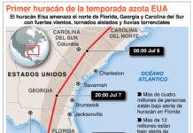 Elsa se debilita en su ruta por el sureste de Estados Unidos