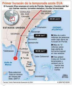 Elsa se debilita en su ruta por el sureste de Estados Unidos