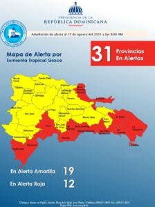 COE amplía niveles de alerta por avance de tormenta tropical Grace