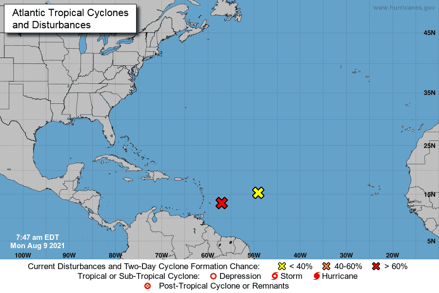 Posible depresión tropical pasaría cerca de RD a mediados de semana