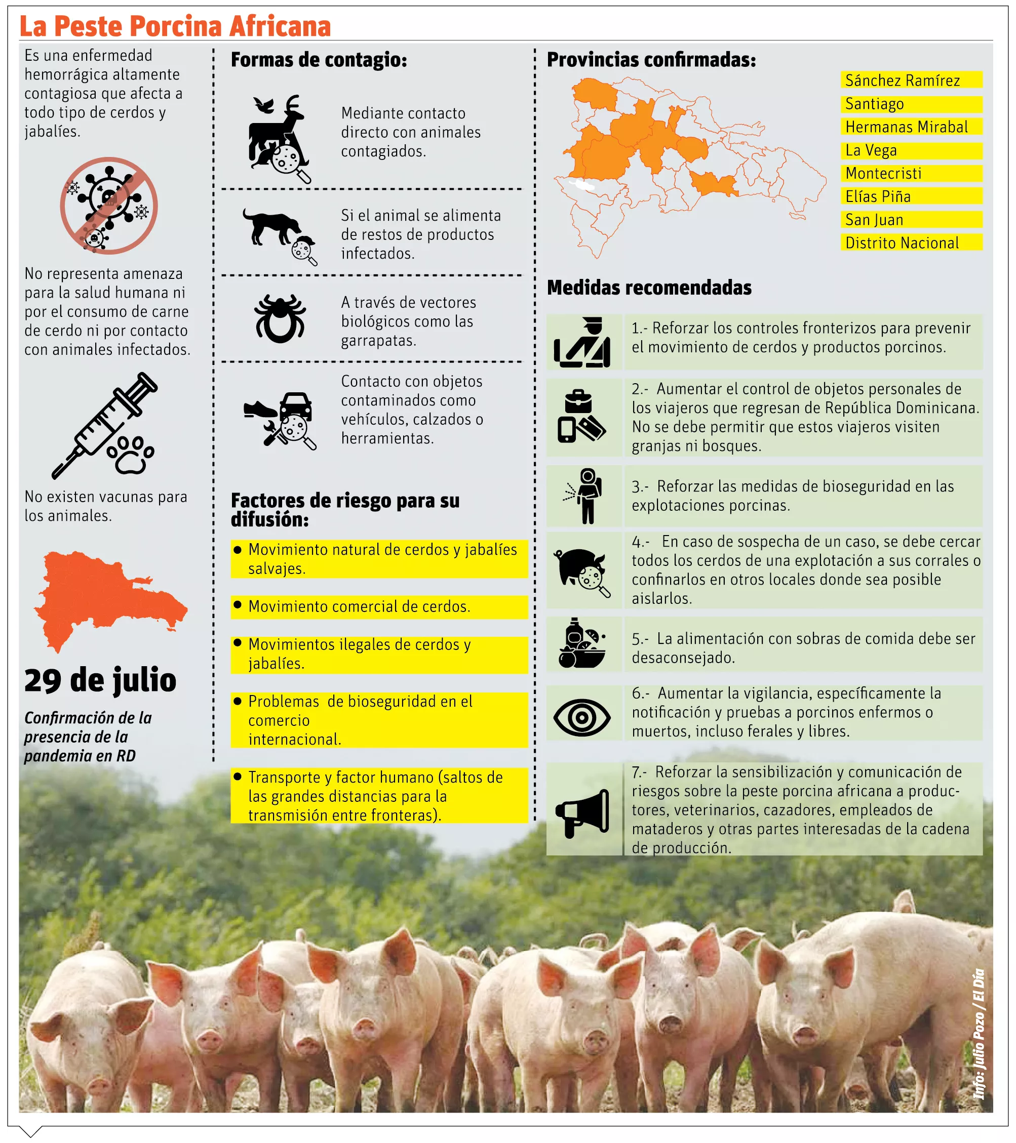 La FAO alerta a países por peste porcina en RD