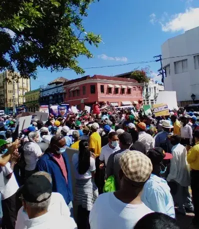 Multitud marcha contra presa de cola