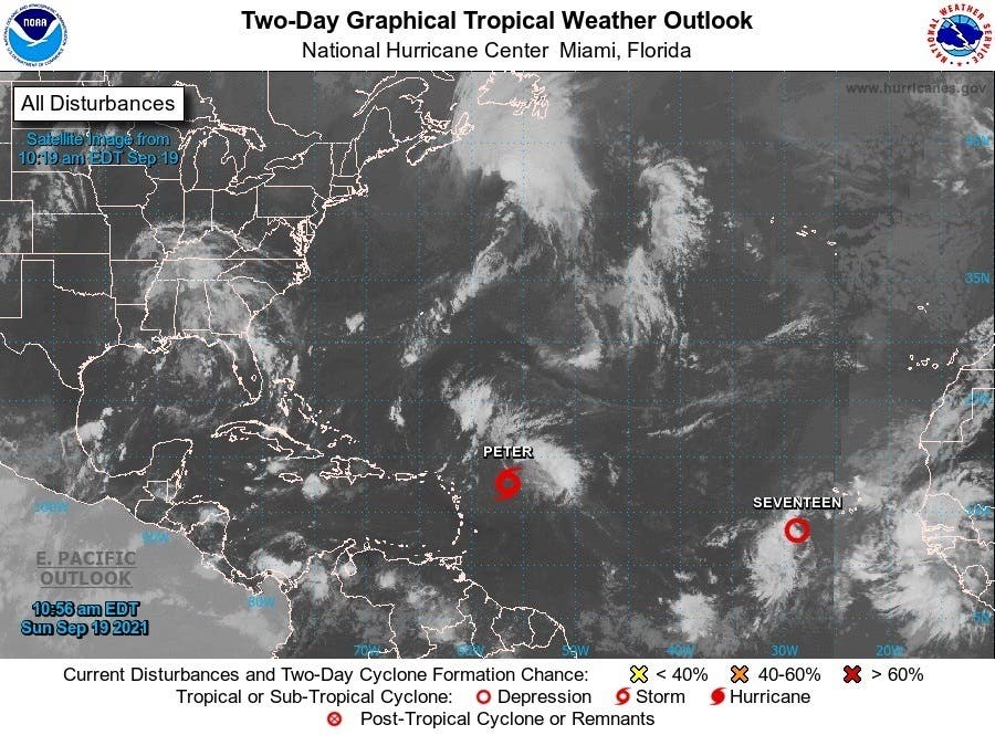Se forma la tormenta Peter y una depresión tropical en el Atlántico