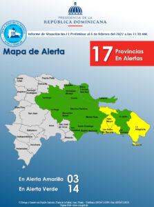 COE coloca 17 provincias en alerta por incidencia de vaguada en el territorio nacional