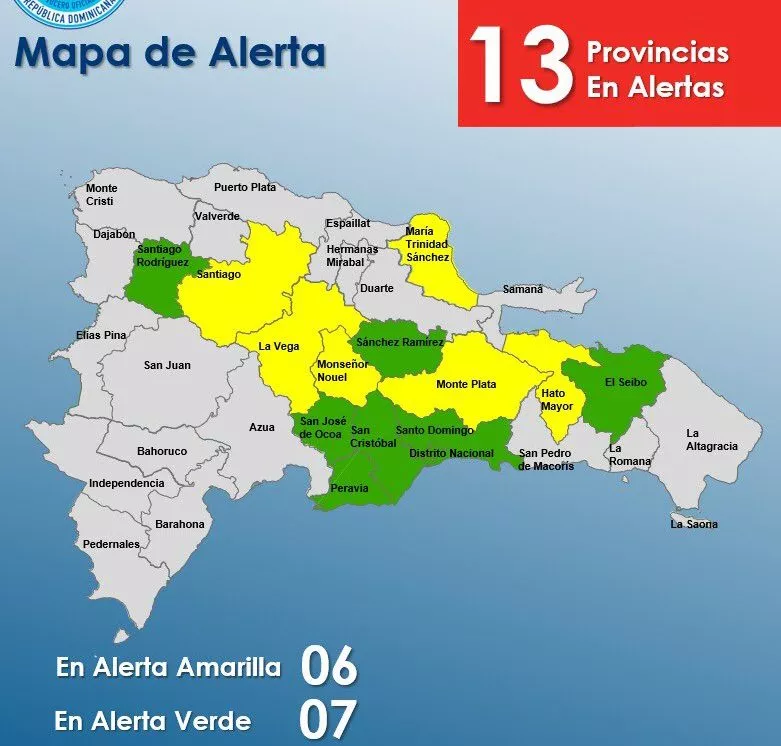 El COE coloca seis provincias en alerta amarilla y mantiene siete en verde