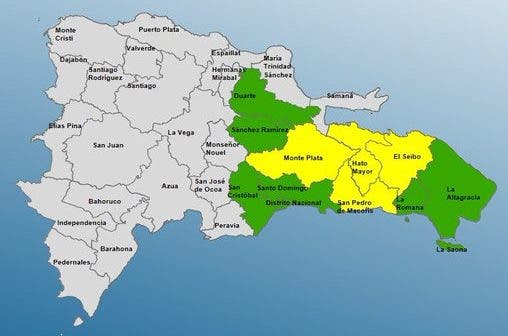 COE coloca 10 provincias en alerta por incidencia de vaguada