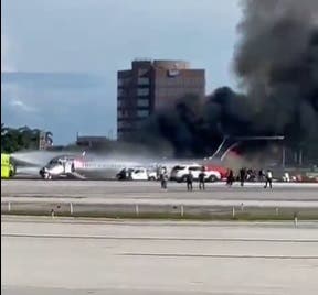 Un avión procedente de República Dominicana se incendia tras aterrizar en el Aeropuerto de Miami