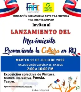 Lanzarán movimiento “ Promoviendo la Cultura en RD”