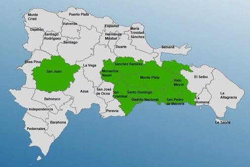 COE coloca ocho provincias en alerta verde por aguaceros