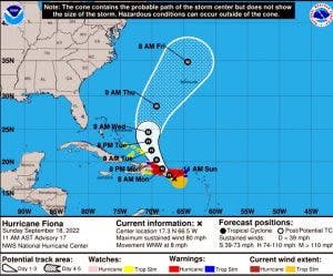 Fiona se convierte en huracán; tiene viento máximos de 110 KM por hora