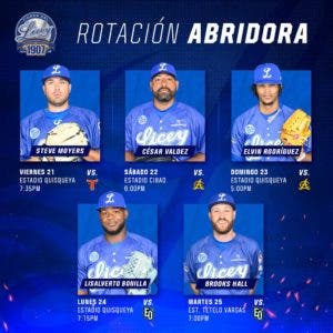 El Licey da a conocer su rotación para los próximos partidos