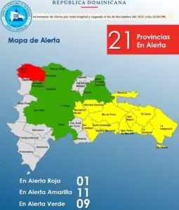 COE aumenta a 21 las provincias en alerta