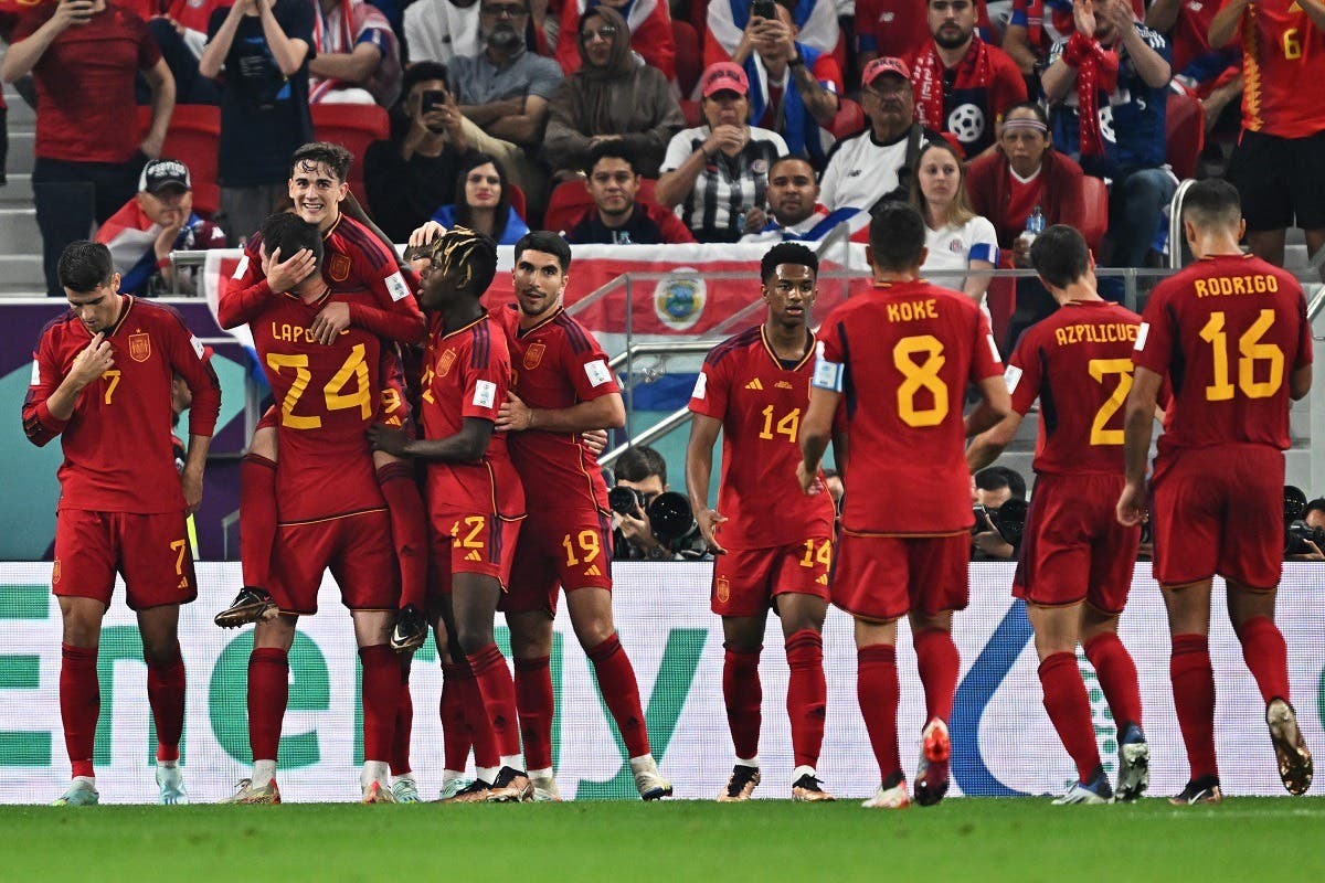Selección de España golea a Costa Rica en el grupo E del Mundial