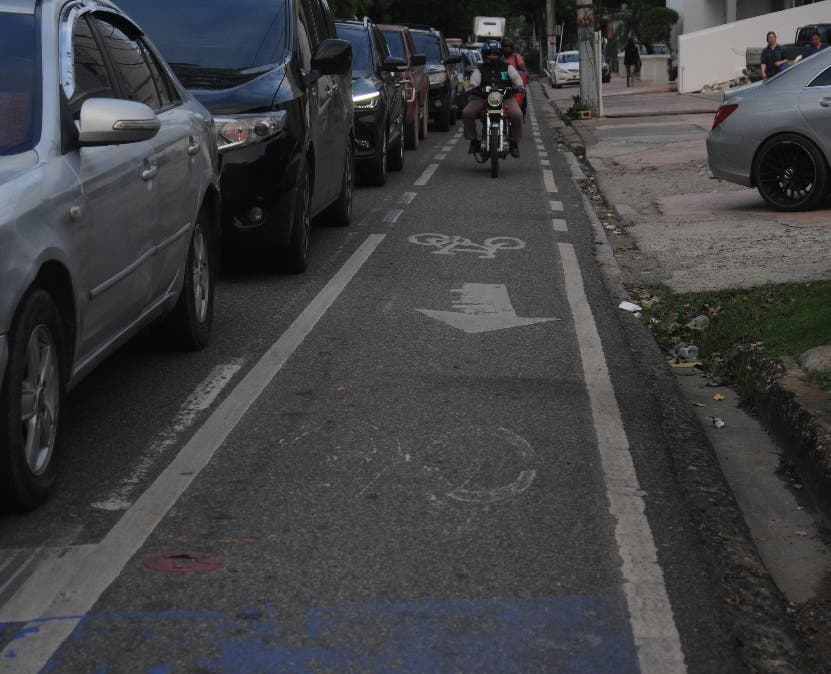 ADN  retira pilotillos ciclovía avenida Bolívar