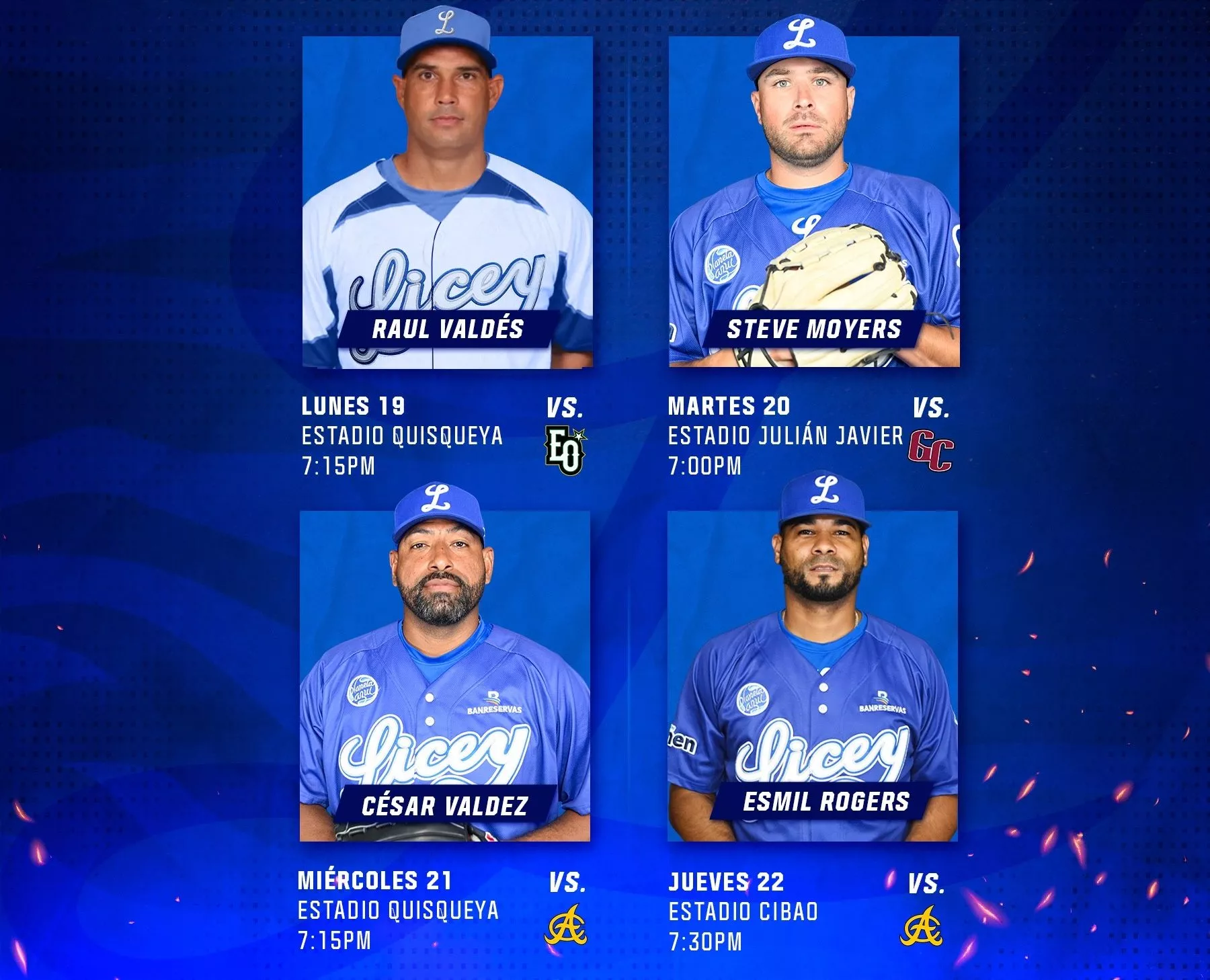 Licey anuncia rotación abridora para primeros partidos; César Valdez contra las Águilas