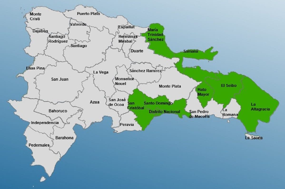 COE coloca ocho provincias en alerta verde