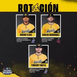 Águilas anuncian rotación próximos tres juegos