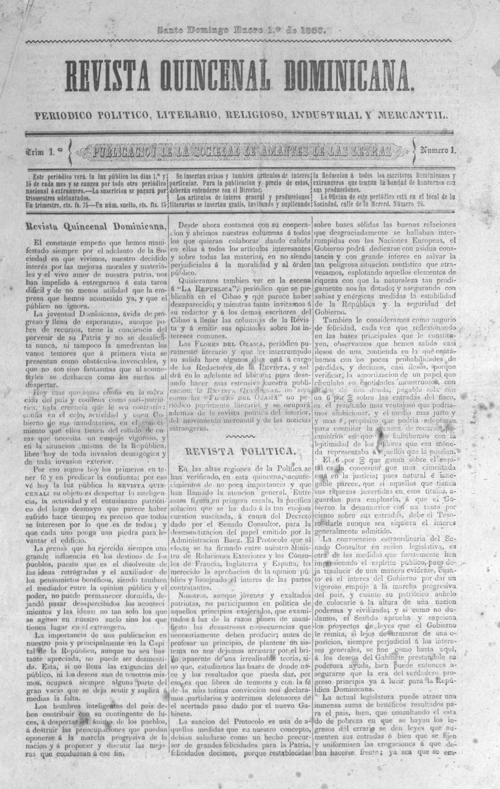 Historiador García fundó la primera  revista que tuvo el país