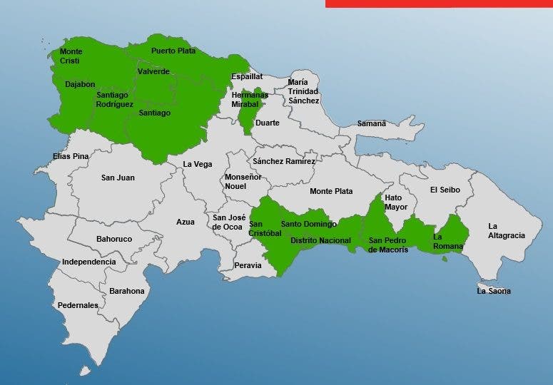 COE aumenta a 12 las provincias en alerta verde por el paso de un sistema frontal