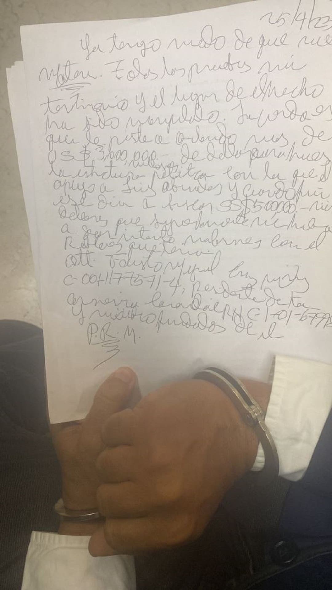 Qué dice la carta que lanzó matador de Orlando Jorge Mera a la prensa