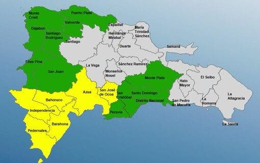 COE mantiene cinco provincias en alerta amarilla y 10 en verde